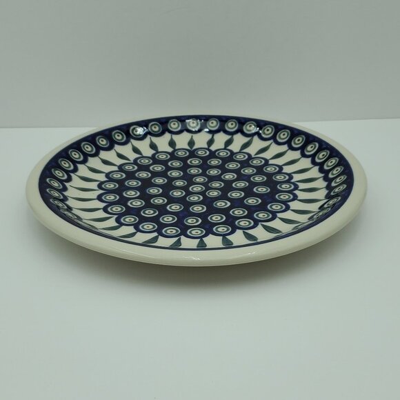 Polish Pottery Peacock Leaves Dinner Plate Peacock 10.75" Serving Display Plate - Picture 3 of 5